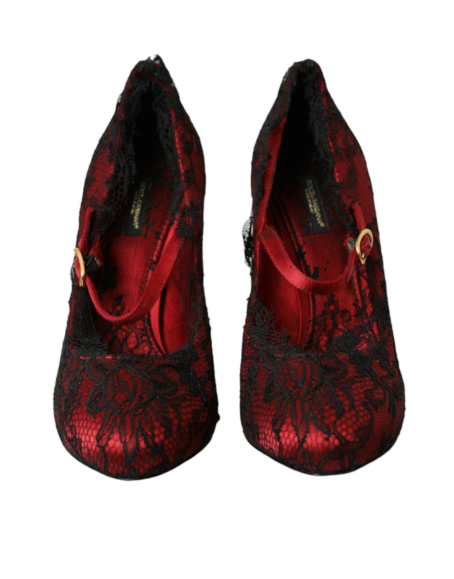 Red Black Floral Lace Mary Jane Pumps Shoes - The Luxe Alliance