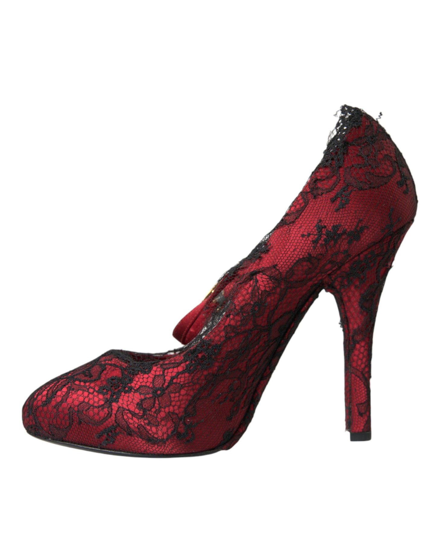 Red Black Floral Lace Mary Jane Pumps Shoes - The Luxe Alliance