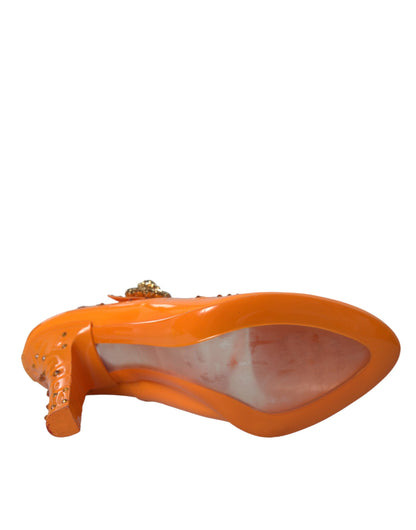  - Orange CINDERELLA Floral Crystal Pumps Shoes