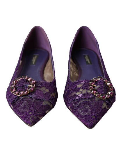  - Purple Taormina Lace Crystal Loafers Shoes