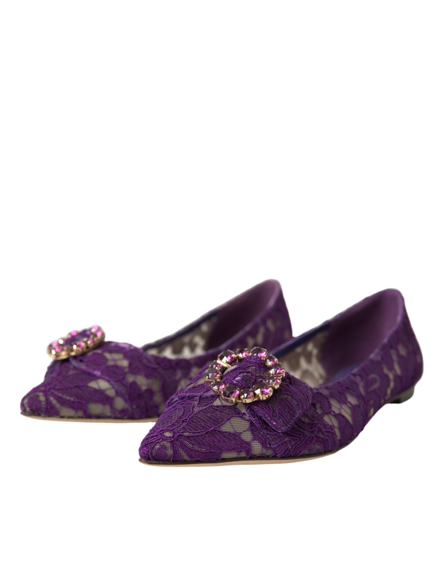  - Purple Taormina Lace Crystal Loafers Shoes