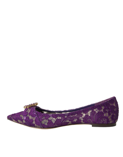  - Purple Taormina Lace Crystal Loafers Shoes