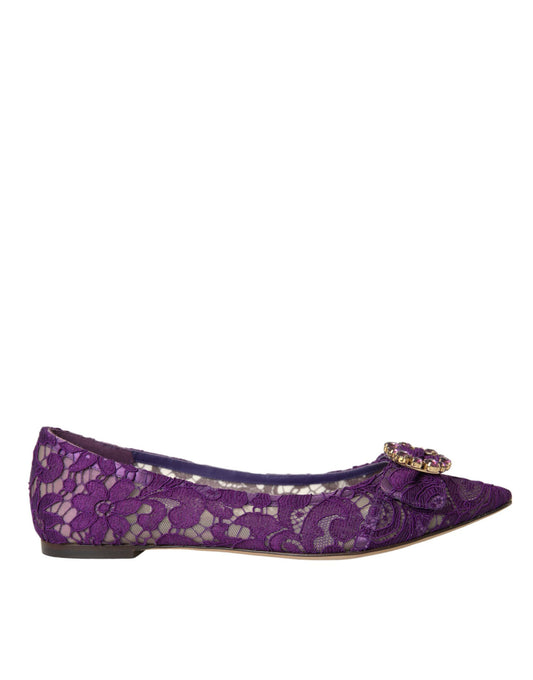  - Purple Taormina Lace Crystal Loafers Shoes