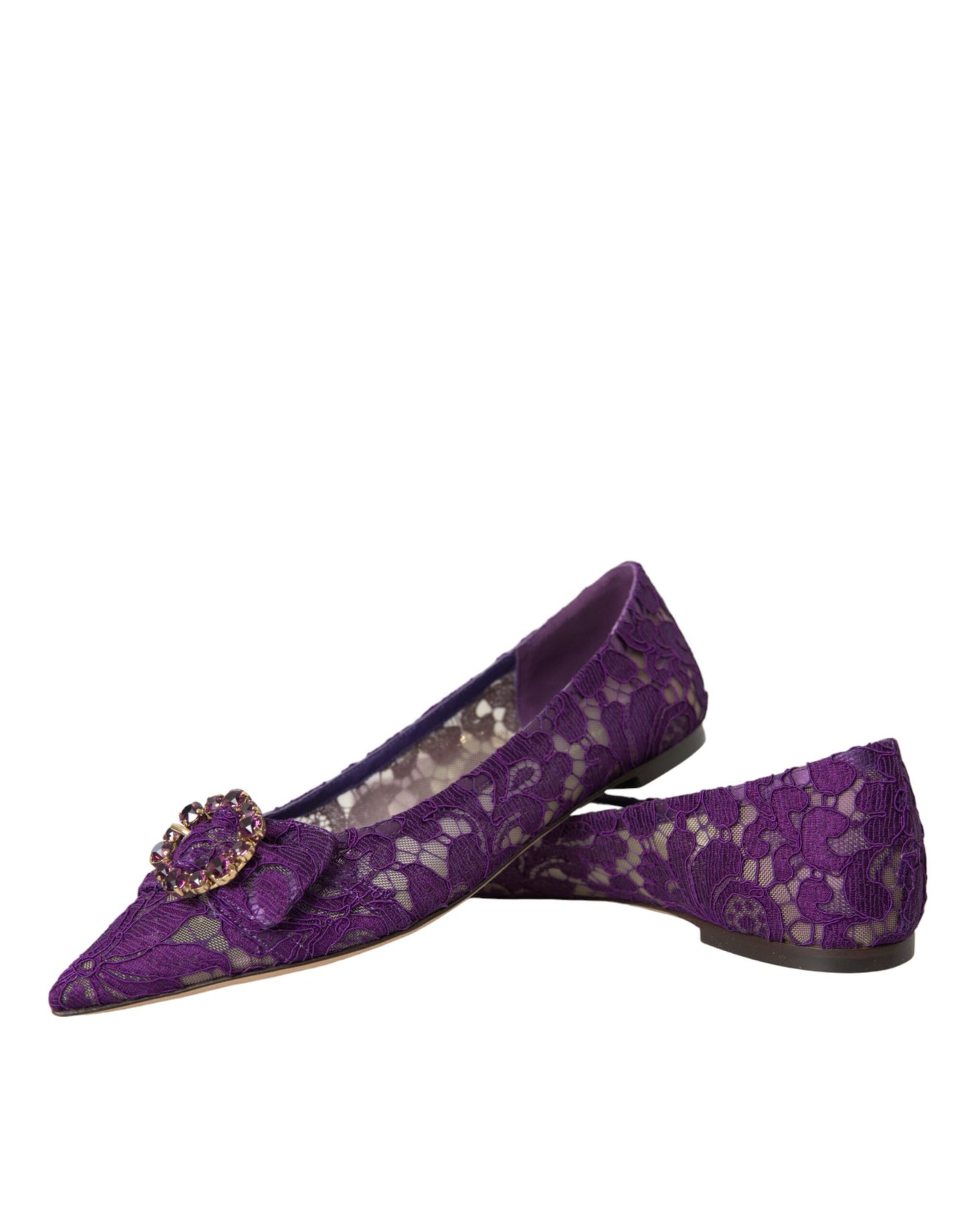  - Purple Taormina Lace Crystal Loafers Shoes