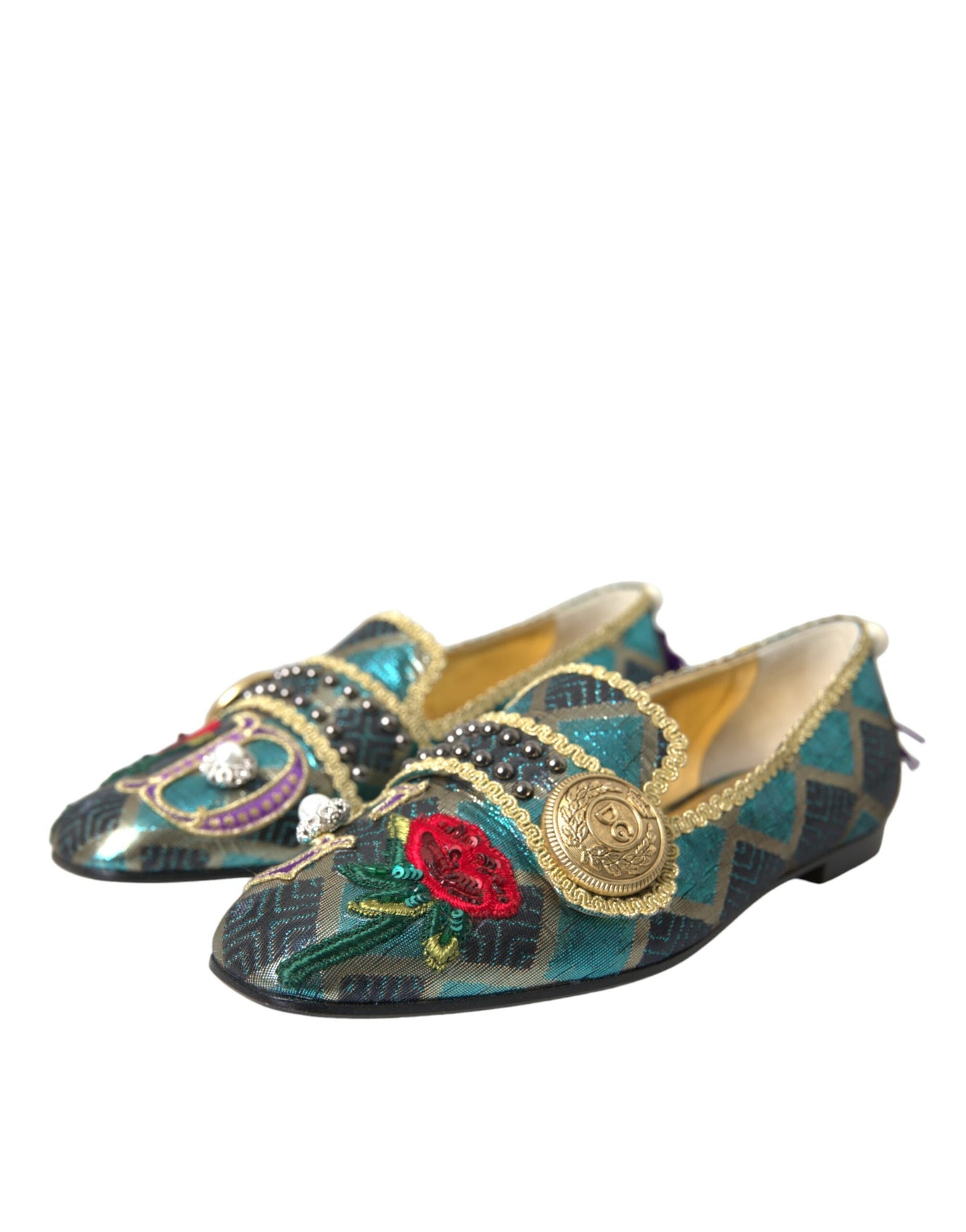  - Multicolor Jacquard Embellished Loafers Shoes