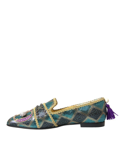  - Multicolor Jacquard Embellished Loafers Shoes