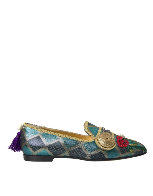  - Multicolor Jacquard Embellished Loafers Shoes