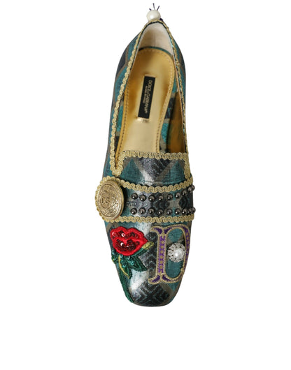  - Multicolor Jacquard Embellished Loafers Shoes