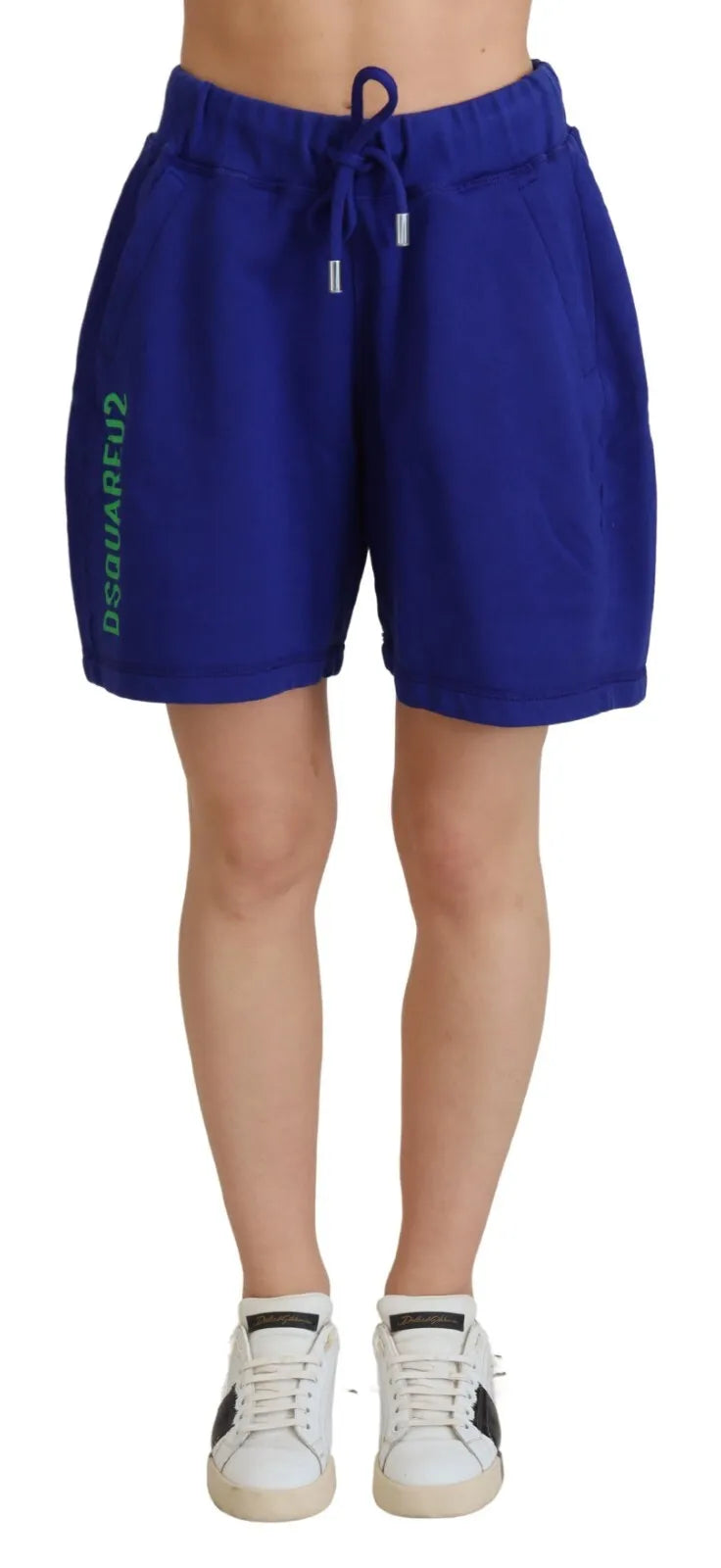  - Blue Logo Cotton High Waist Sweatshorts Shorts