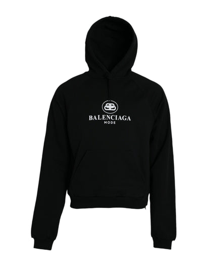 Balenciaga Men's Black Cotton Logo Hoodie
