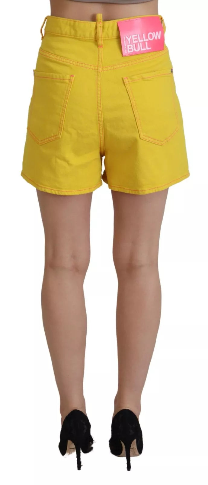  - Yellow Cotton High Waist Baggy Women Hotpants Shorts