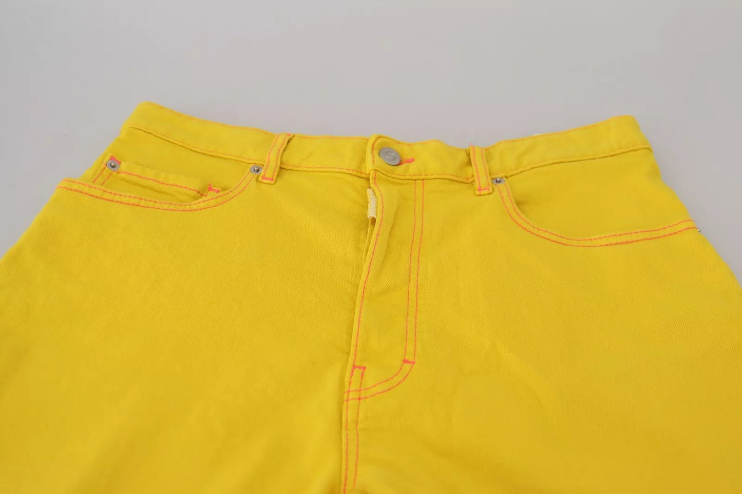  - Yellow Cotton High Waist Baggy Women Hotpants Shorts