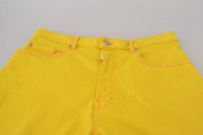  - Yellow Cotton High Waist Baggy Women Hotpants Shorts