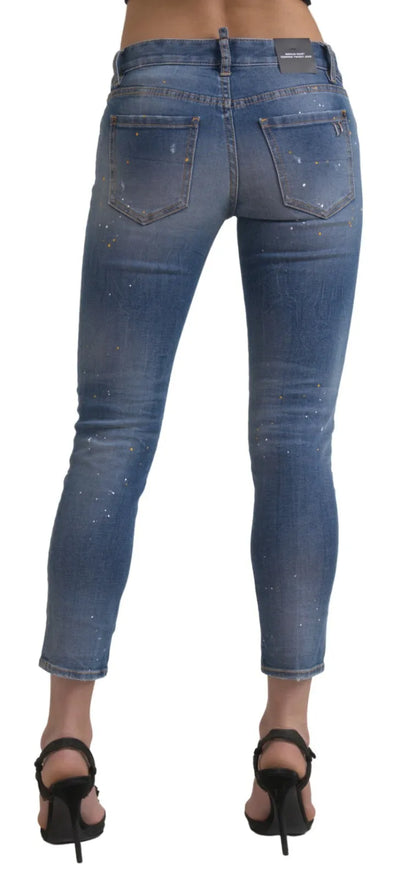  - Blue Mid Waist Cropped Twiggy Denim Jeans