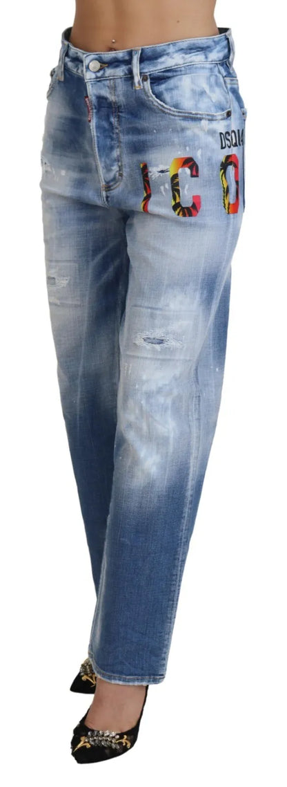  - Blue Icon High Waist Straight Denim Jeans Boston