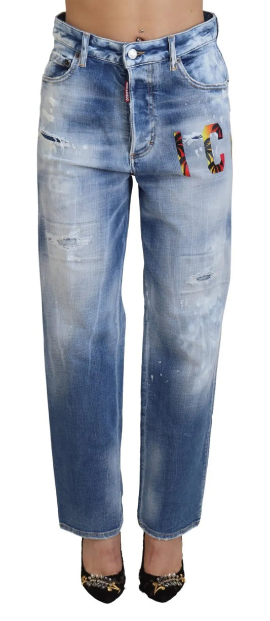  - Blue Icon High Waist Straight Denim Jeans Boston