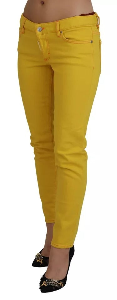  - Yellow Cotton Low Waist Cropped Jennifer Denim Jeans