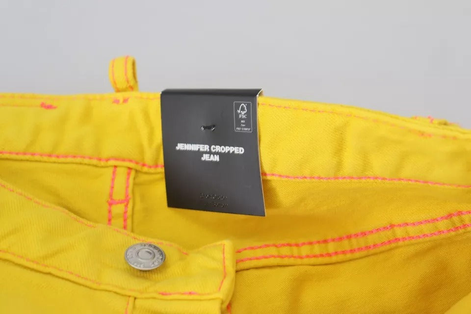  - Yellow Cotton Low Waist Cropped Jennifer Denim Jeans