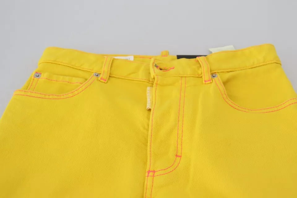 Yellow Cotton High Waist Straight Denim Boston Jeans