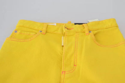  - Yellow Cotton High Waist Straight Denim Boston Jeans