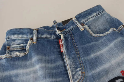  - Blue Washed High Waist Straight Denim Boston Jeans