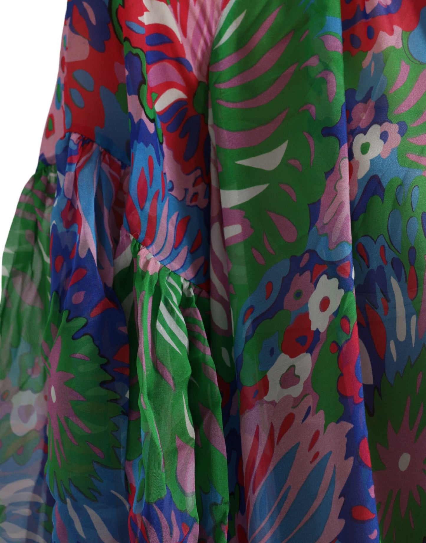  - Multicolor Floral Silk Kaftan Maxi Dress