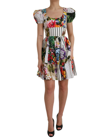  - Multicolor Patchwork Cotton Aline Mini Dress