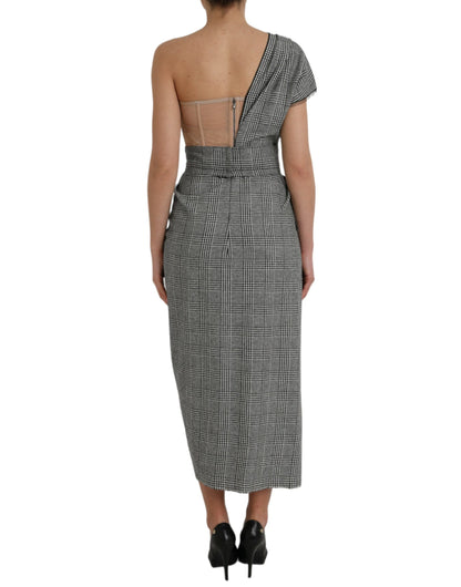  - Gray Beige Layered One Shoulder Maxi Dress