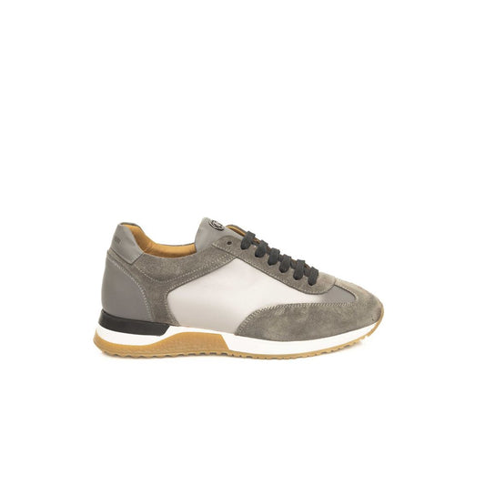 Gray Leather Men Sneaker - The Luxe Alliance