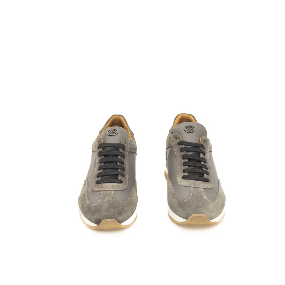 Gray Leather Men Sneaker - The Luxe Alliance