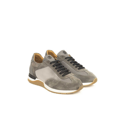 Gray Leather Men Sneaker - The Luxe Alliance