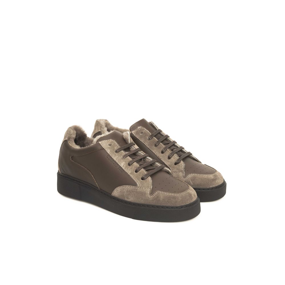 Beige Leather Men Sneaker - The Luxe Alliance