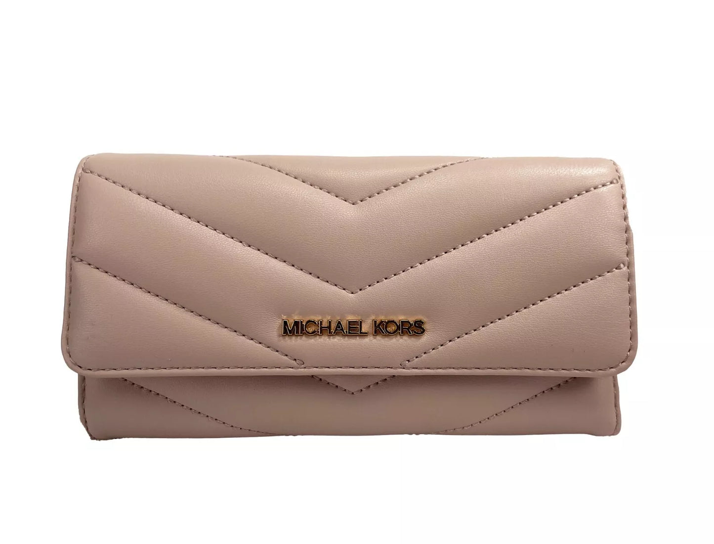 Michael Kors Jet Set Travel Large Quilted Leather Trifold Wallet in Powder Blush
