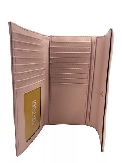 Michael Kors Jet Set Travel Large Quilted Leather Trifold Wallet in Powder Blush