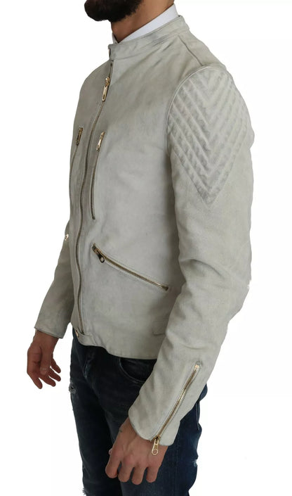 Leather White Biker Motorcycle Jacket - The Luxe Alliance