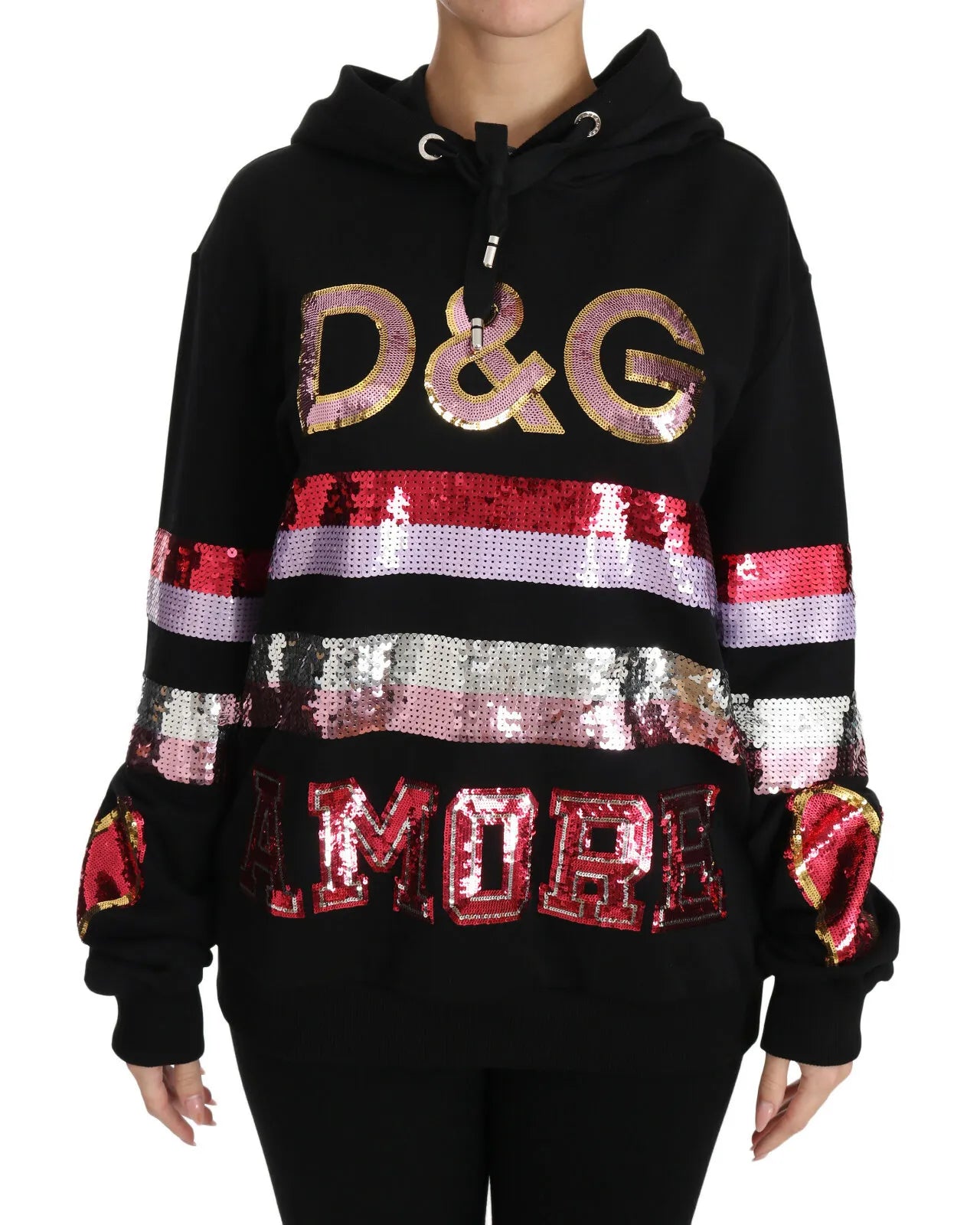  - DG Sequined Hooded Pullover Sweater