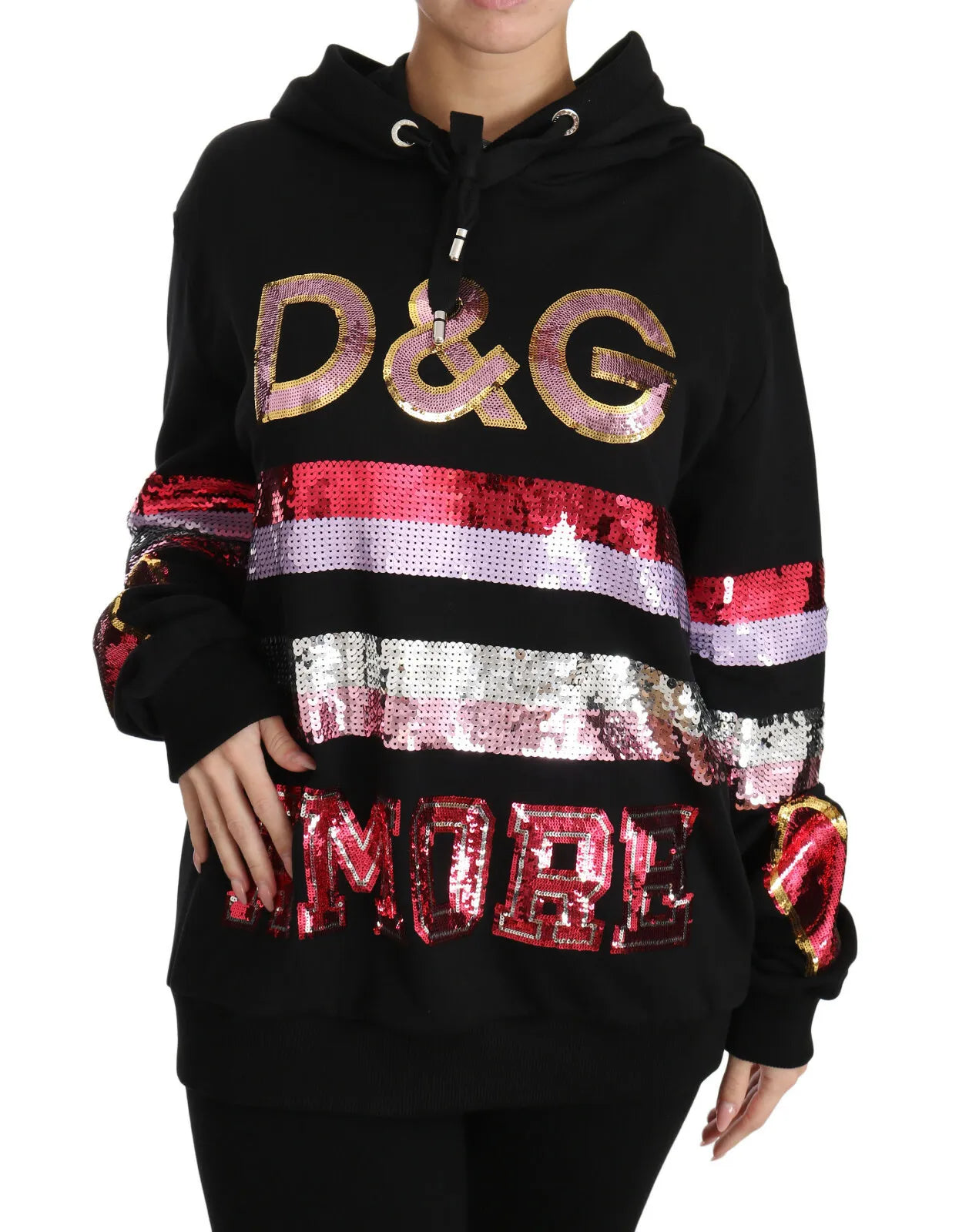  - DG Sequined Hooded Pullover Sweater