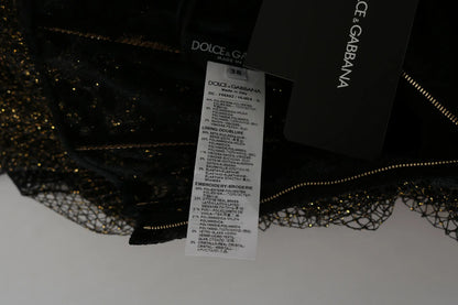 Black Gold Crystal Heart A-line Dress