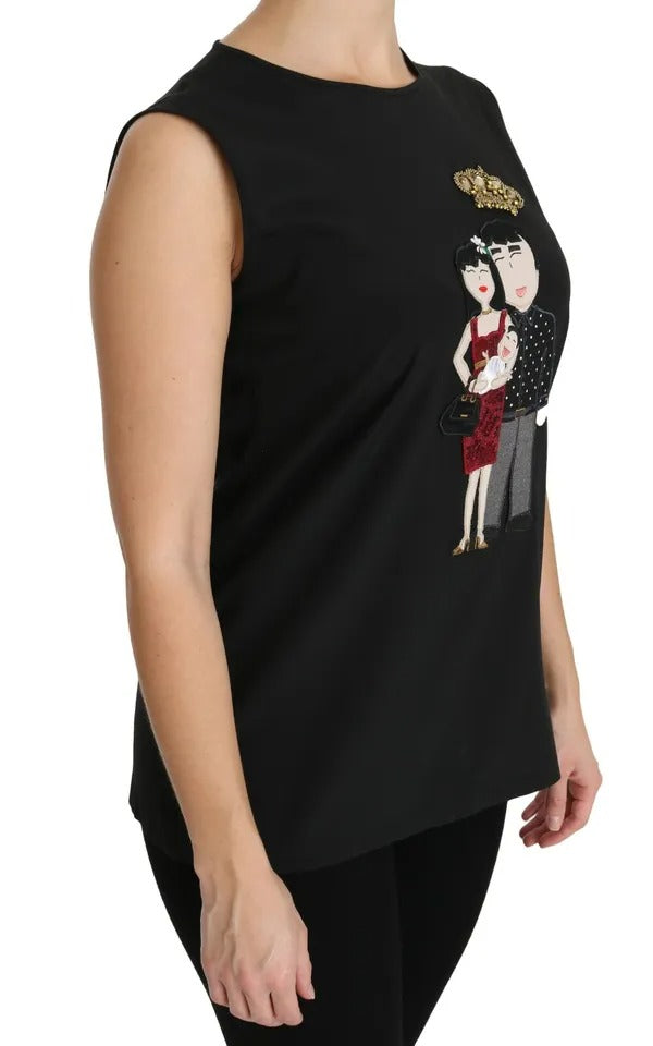  - Black Silk DG Family Crystal Sleeveless Top