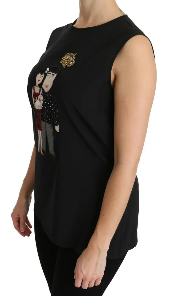  - Black Silk DG Family Crystal Sleeveless Top