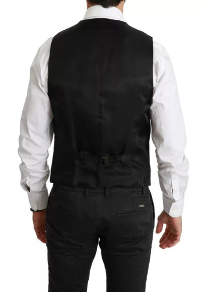  - Black Wool Stretch Waistcoat Formal Dress Vest