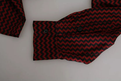  - Black Red Zigzag Pattern Casual Shirt