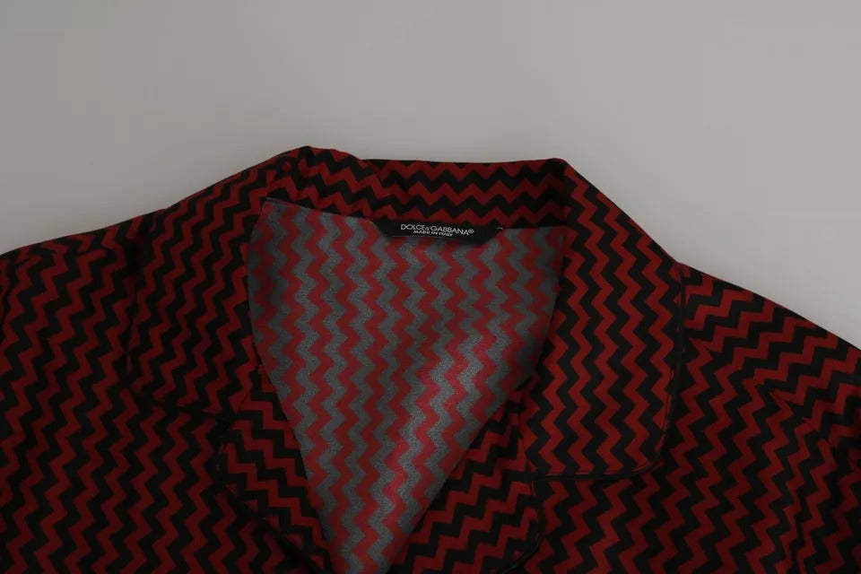  - Black Red Zigzag Pattern Casual Shirt