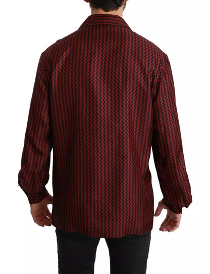  - Black Red Zigzag Pattern Casual Shirt