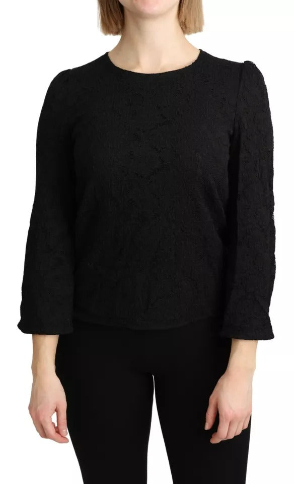  - Black Lace Long Sleeves Blouse STAFF Top