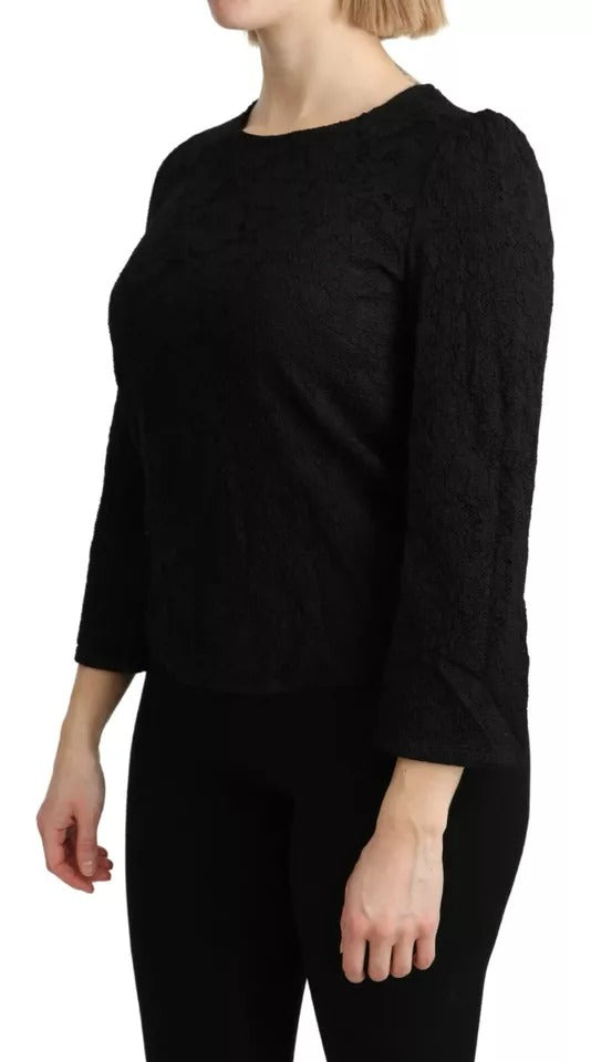  - Black Lace Long Sleeves Blouse STAFF Top