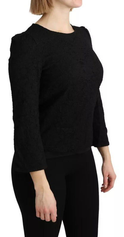  - Black Lace Long Sleeves Blouse STAFF Top