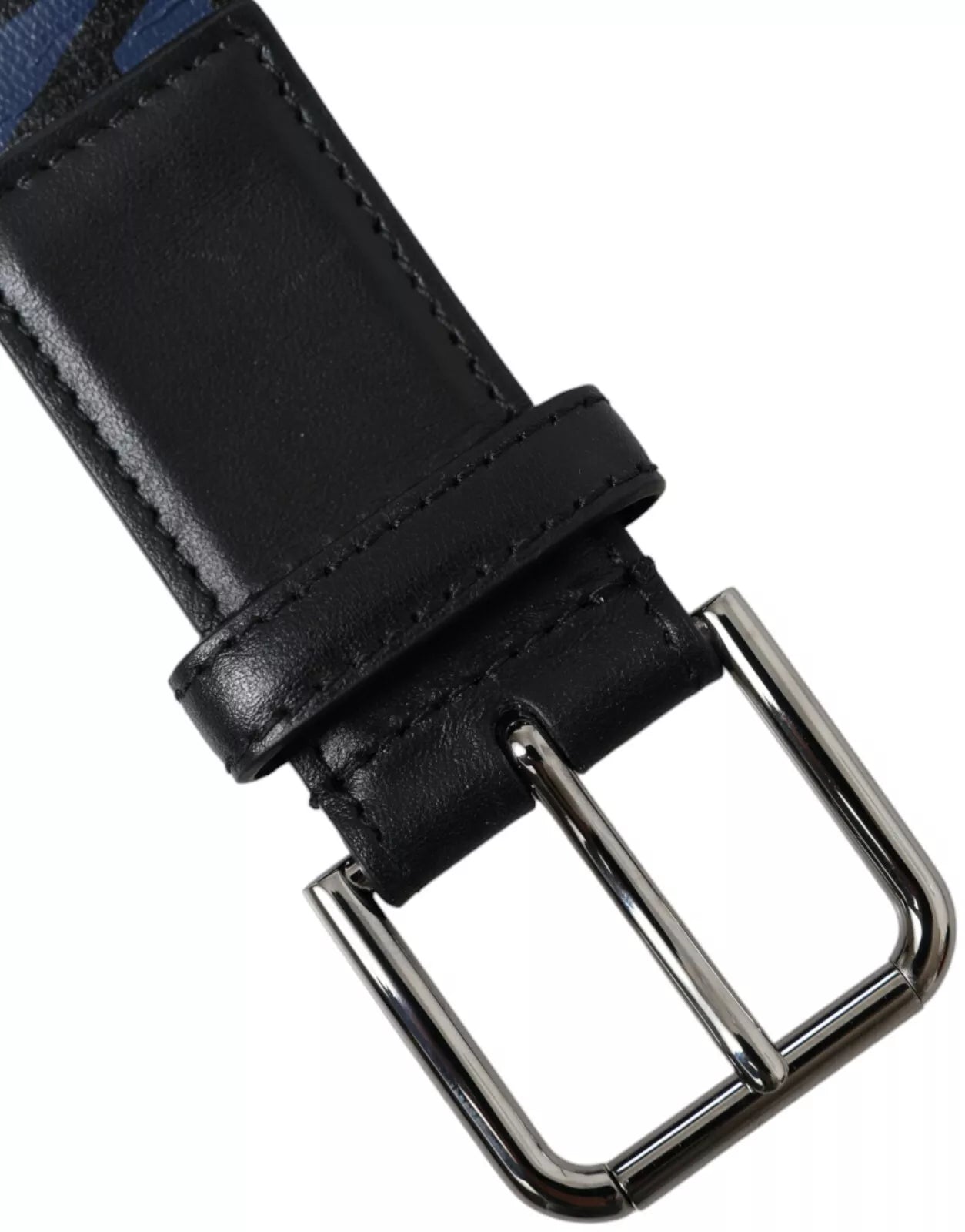  - Black Blue Logo Silver Metal Buckle Belt