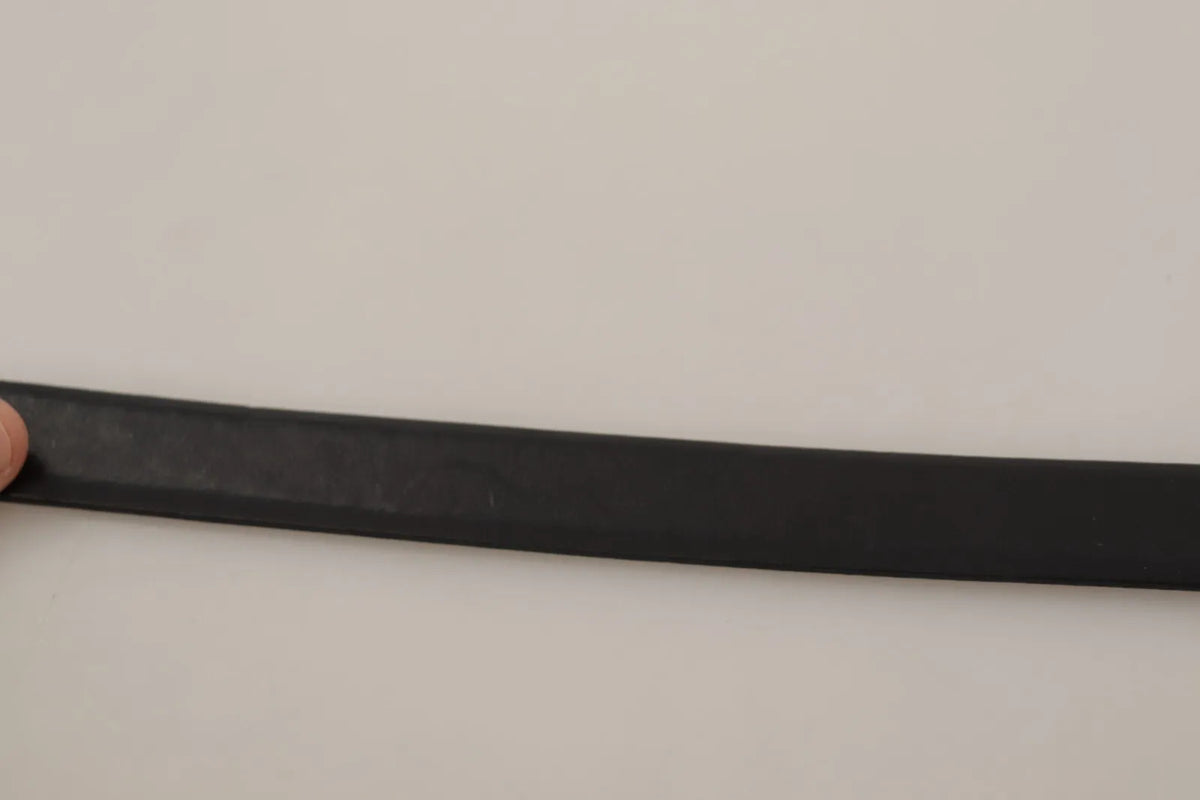 Black Classic Leather Silver Tone Metal Buckle Belt