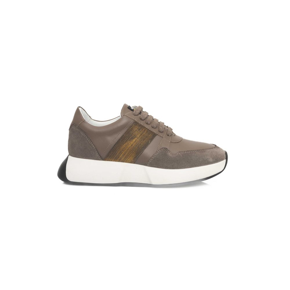  - Beige Leather Women Sneaker